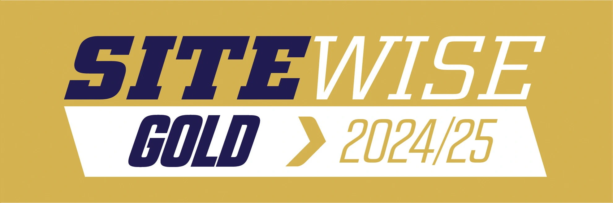 SiteWise Gold Certification badge for 2024/25, representing excellence in health and safety standards.